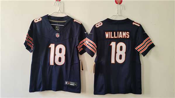 Women%27s Chicago Bears #18 Caleb Williams Navy 2024 Draft F.U.S.E. Vapor Football Stitched Jersey(Run Small)